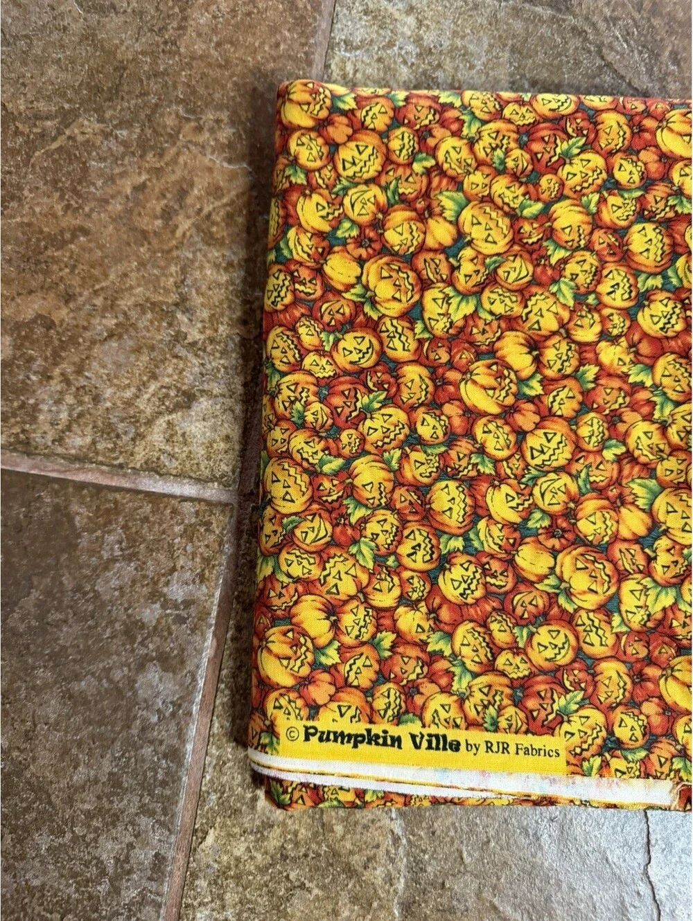 Pumpkin Ville By RJR Fabrics Halloween Pumpkin Pre Washed Cotton Fabric 1.5 Yd